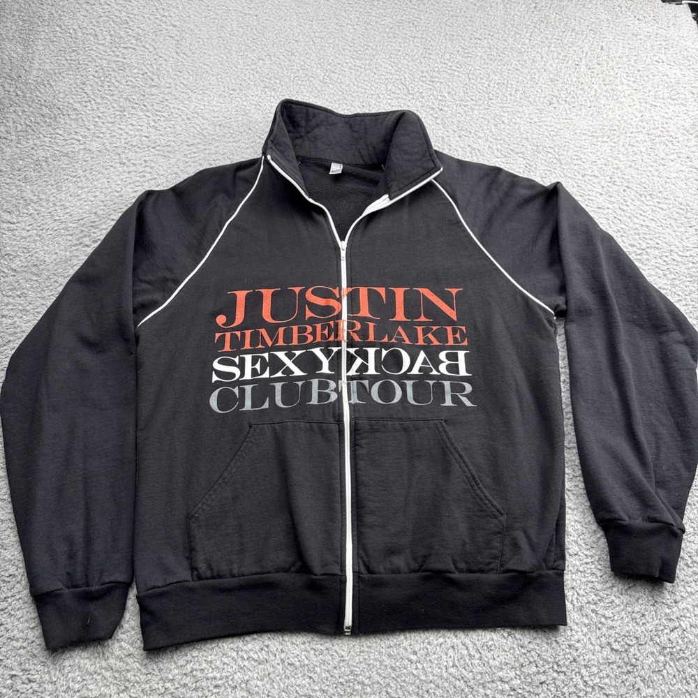 Justin Timberlake Sexy Back Tour Sweatshirt Mens Large American Apparel Zip Up